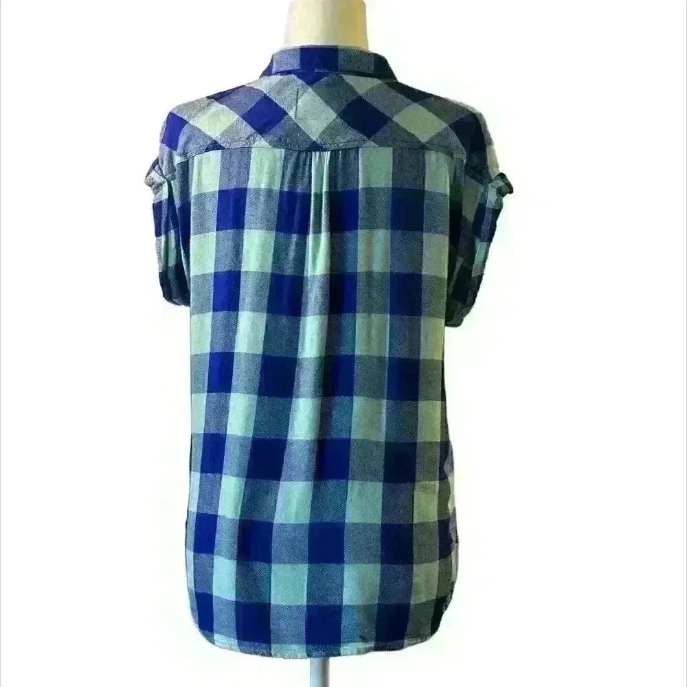 Rails S/S Blue Turquoise Button Down Double Chest… - image 2